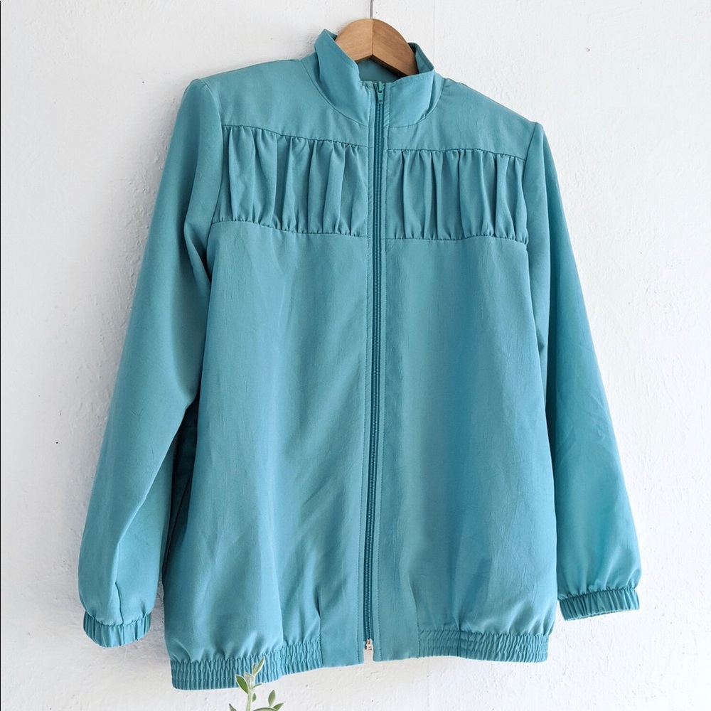 Aqua Ruffled Lightweight Jacket - Picture 2 of 4